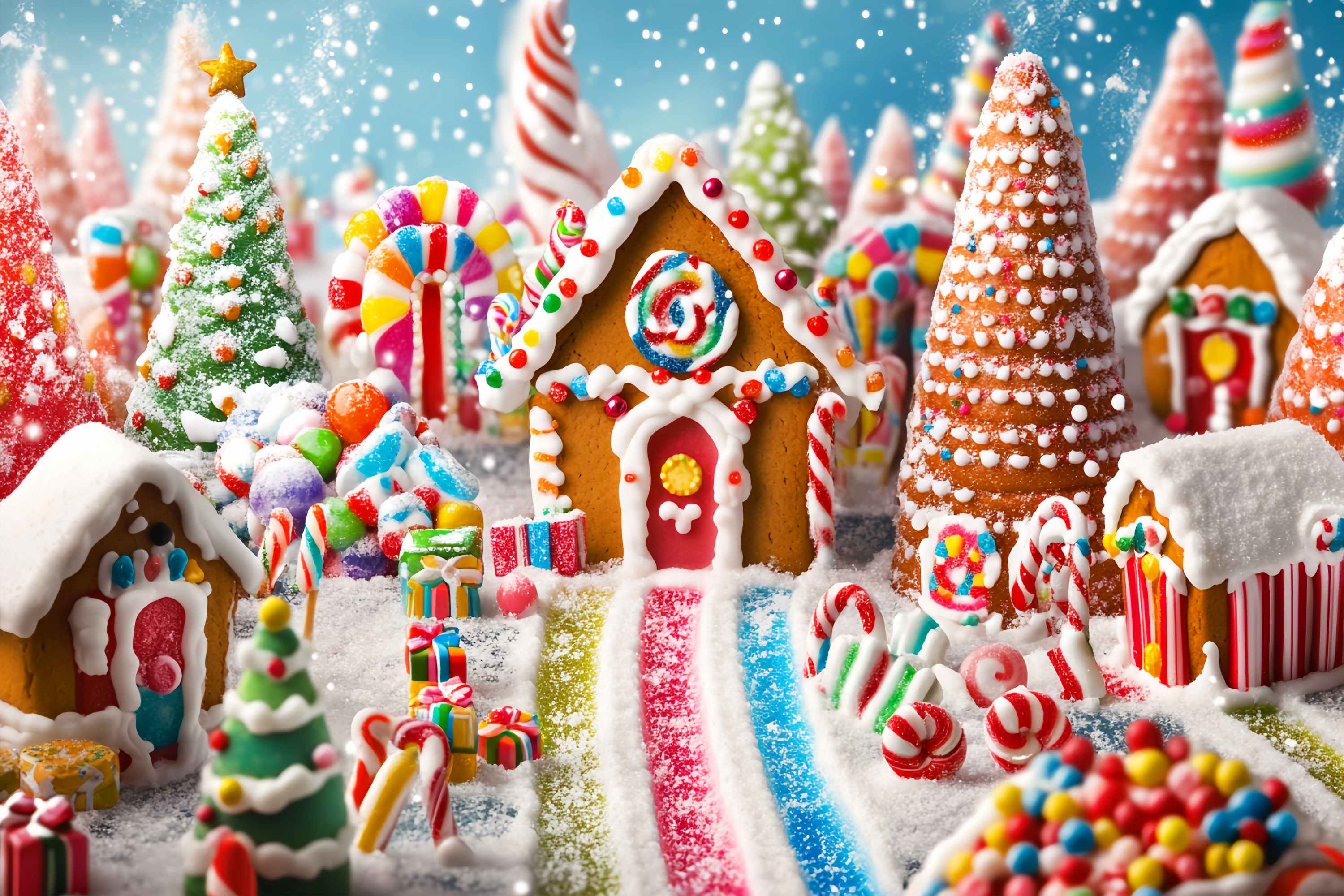 Candyland Weihnachts Foto Hintergrund Candyland Lebkuchen Dorf Szene Weihnachts Hintergrund Ideen LXX58-90