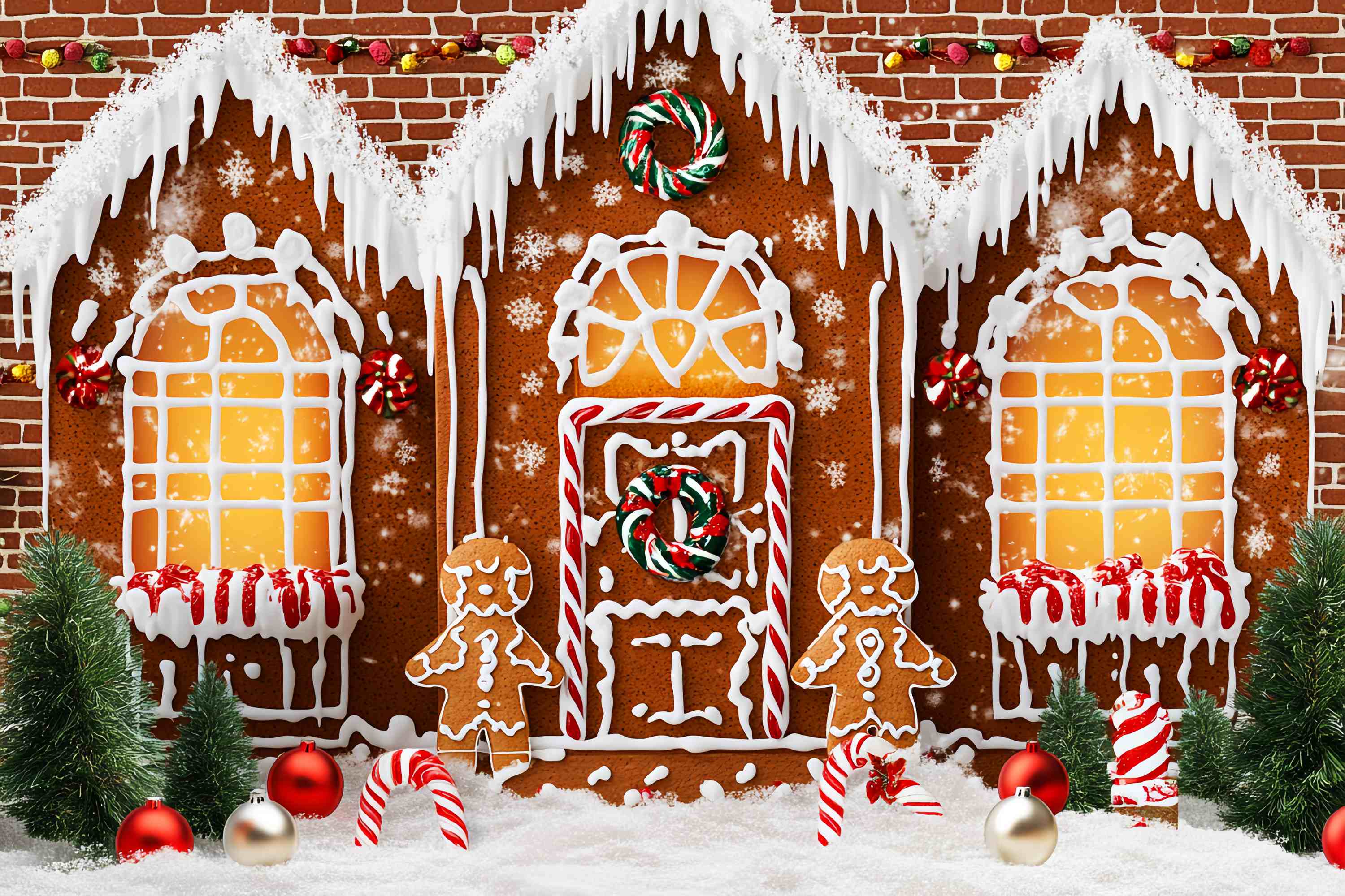 Candyland Weihnachtshintergrund Candy Frost Lebkuchenhaus Weihnachtshintergründe für Fotos LXX58-91
