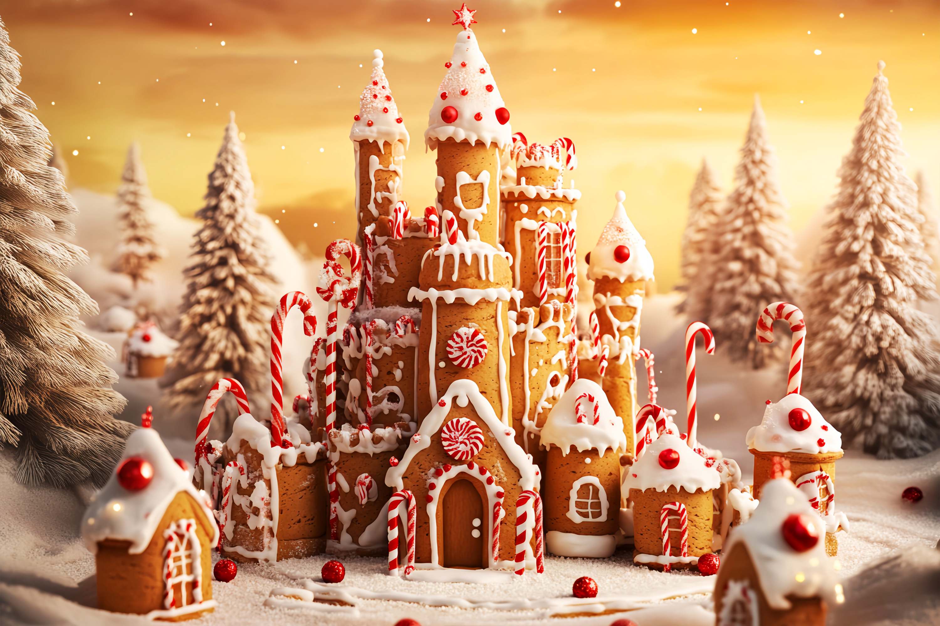 Candyland Weihnachten Foto Hintergrund Lebkuchen Schloss Wunderland Weihnachten Backdrops Verkauf LXX58-94