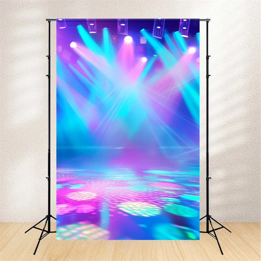 Abstrakter Tanzstudio-Fotohintergrund Lebendige Neon-Bühnenbeleuchtung Tanzfotohintergrund LXX59-14
