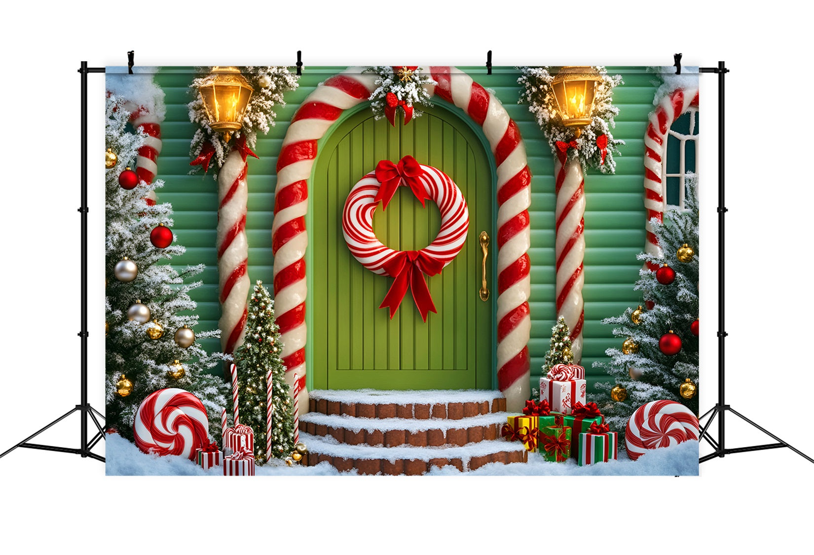 Candyland-Fotohintergrund Candy House Pastellfarbenes Wunderland Weihnachtsfoto-Hintergründe LXX59-166