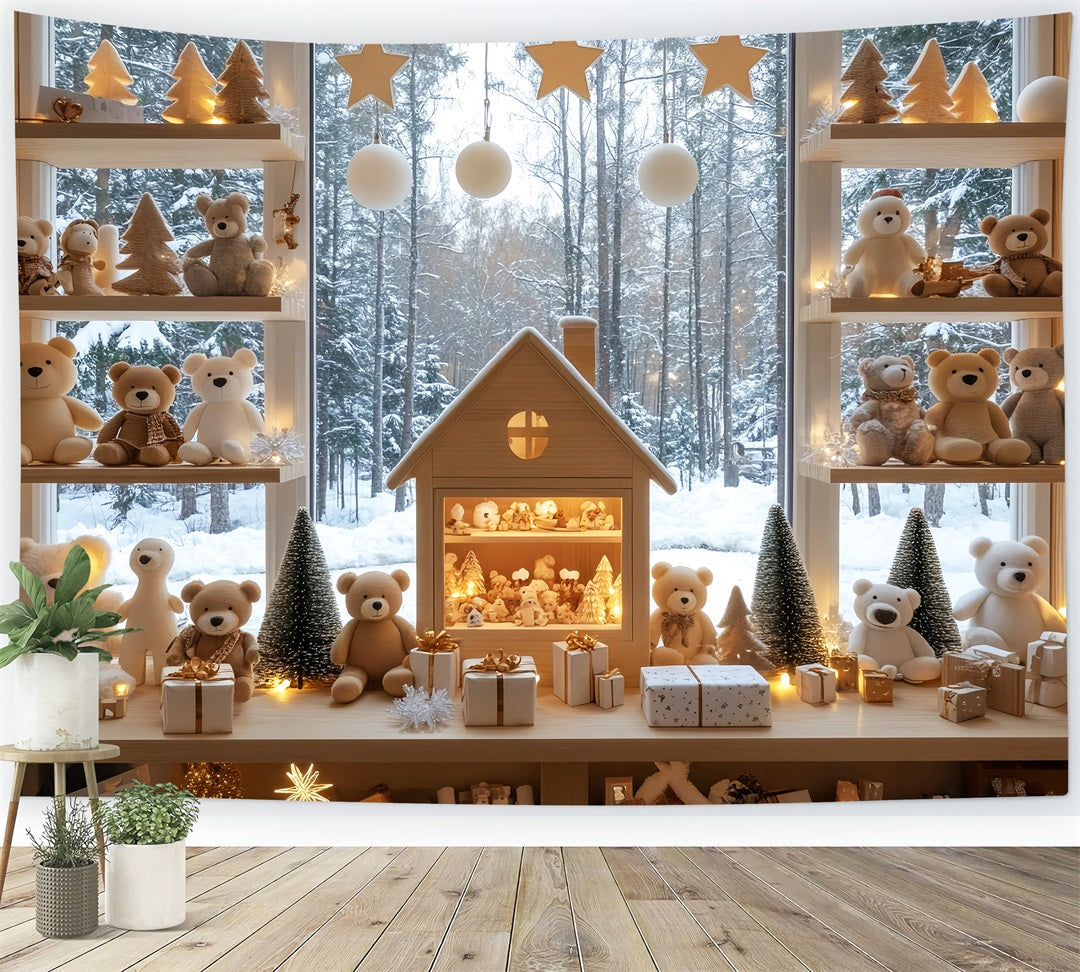 Spielzeugladen-Kulisse Winter Teddybär-Auslage Weihnachtskulissen für Fotos LXX59-200