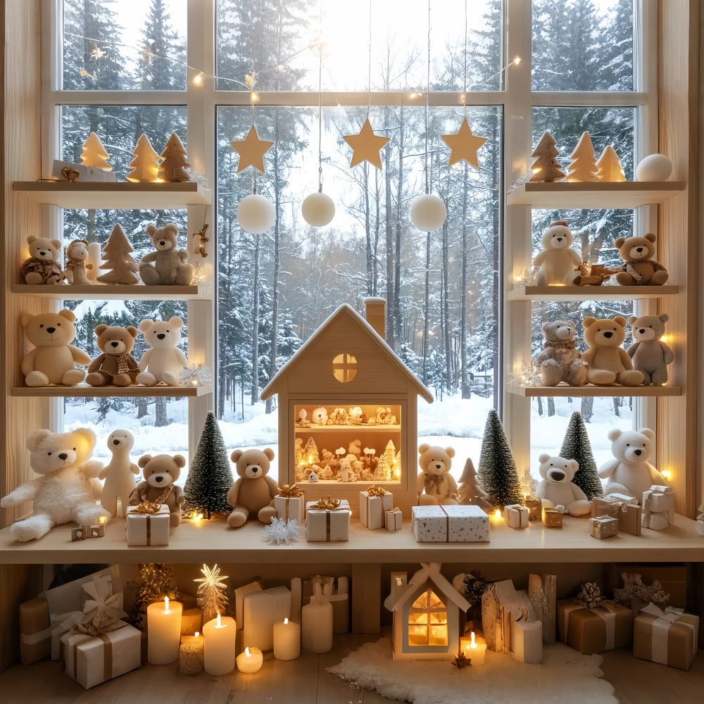 Spielzeugladen-Kulisse Winter Teddybär-Auslage Weihnachtskulissen für Fotos LXX59-200