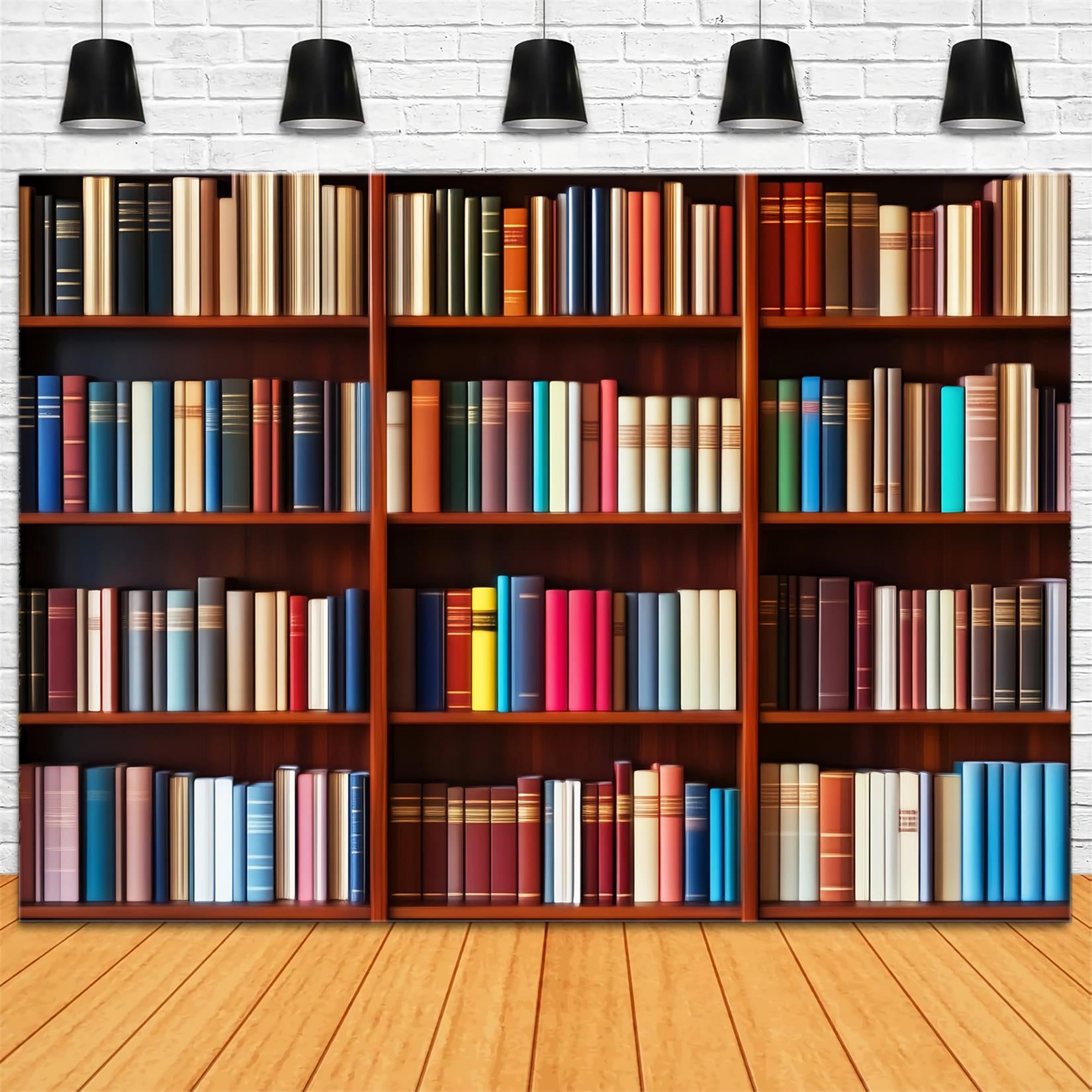 Fotohintergrund für den Schulanfang Bunte Bücherregal-Wissenswand Schulfoto-Fotohintergrund LXX59-209