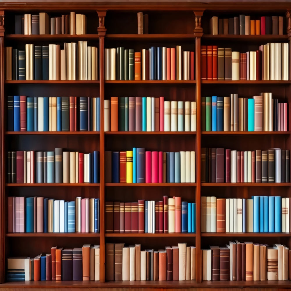 Fotohintergrund für den Schulanfang Bunte Bücherregal-Wissenswand Schulfoto-Fotohintergrund LXX59-209