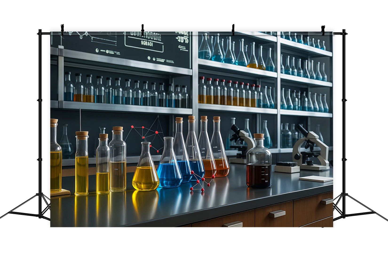 Fotohintergrund für Chemie Modernes Labor Glasgeräte Schulfoto-Fotohintergrund LXX59-253