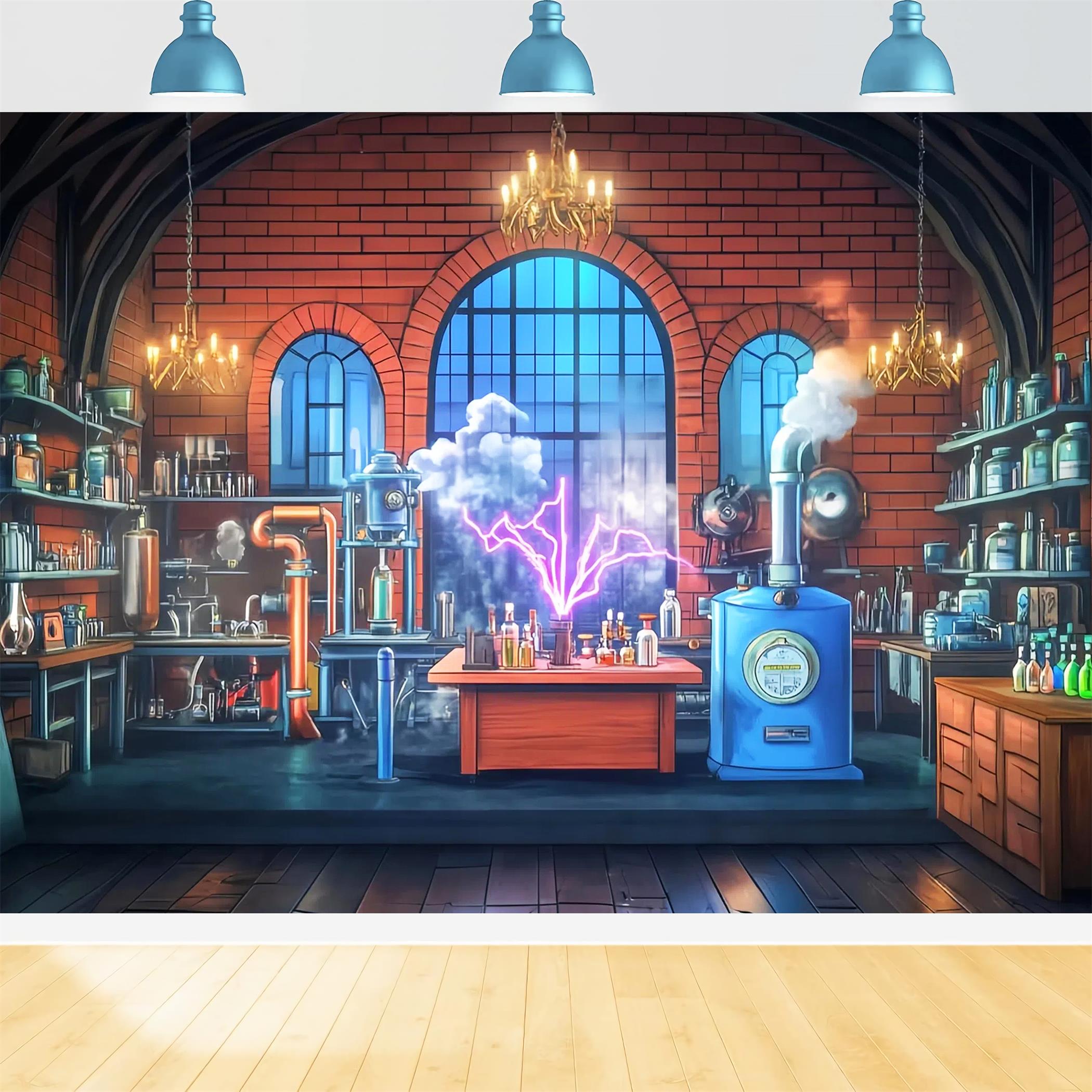 Fotohintergrund für Chemie Vintage-Labor für wissenschaftliche Experimente Zurück zur Schule Fotohintergrundideen LXX59-255