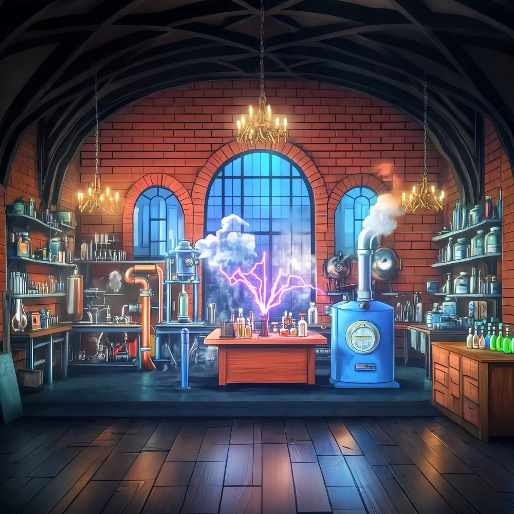 Fotohintergrund für Chemie Vintage-Labor für wissenschaftliche Experimente Zurück zur Schule Fotohintergrundideen LXX59-255