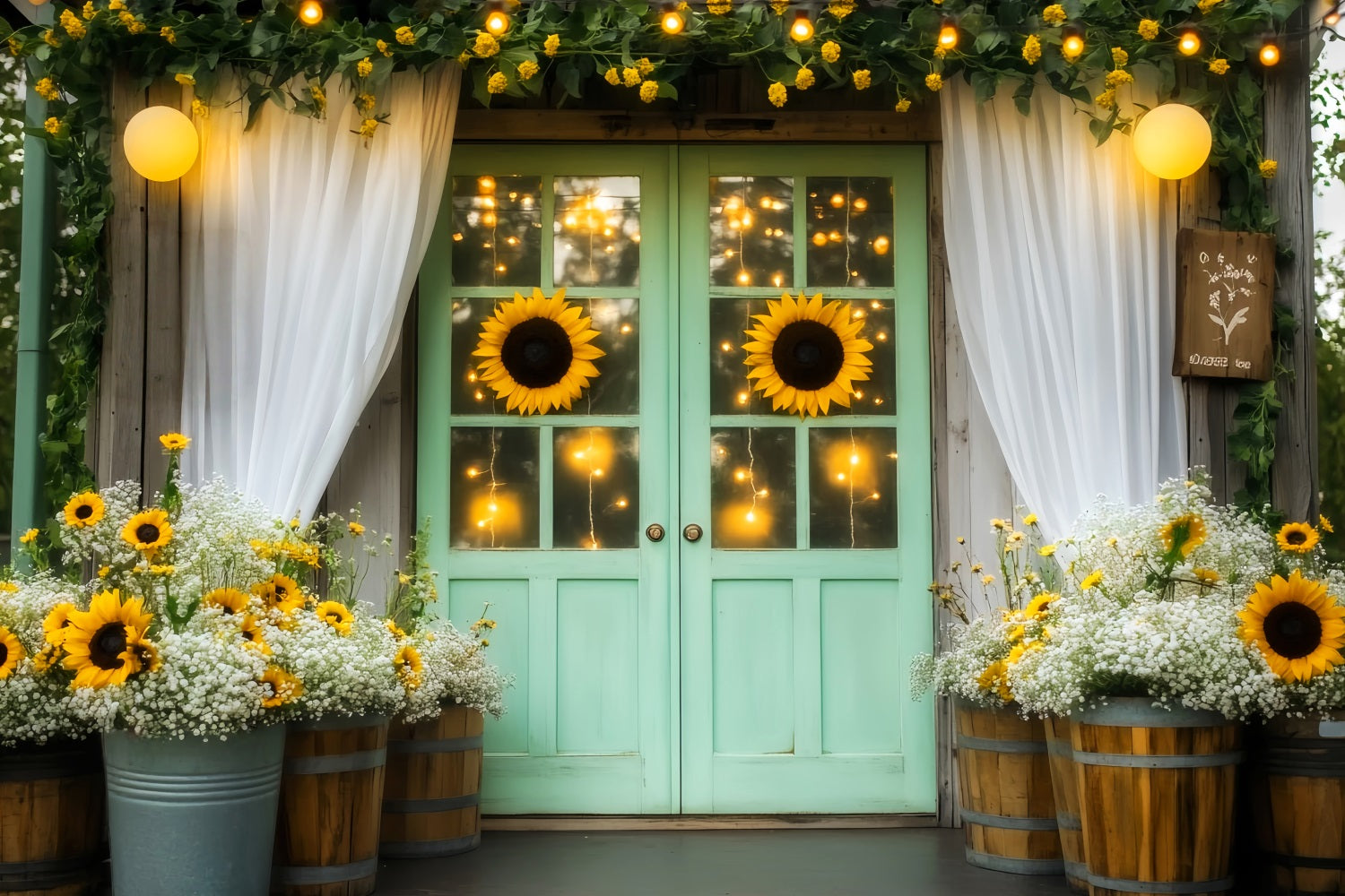 Herbstkulisse Goldene Sonnenblumenlaterne Eingang Herbstkulisse LXX59-265