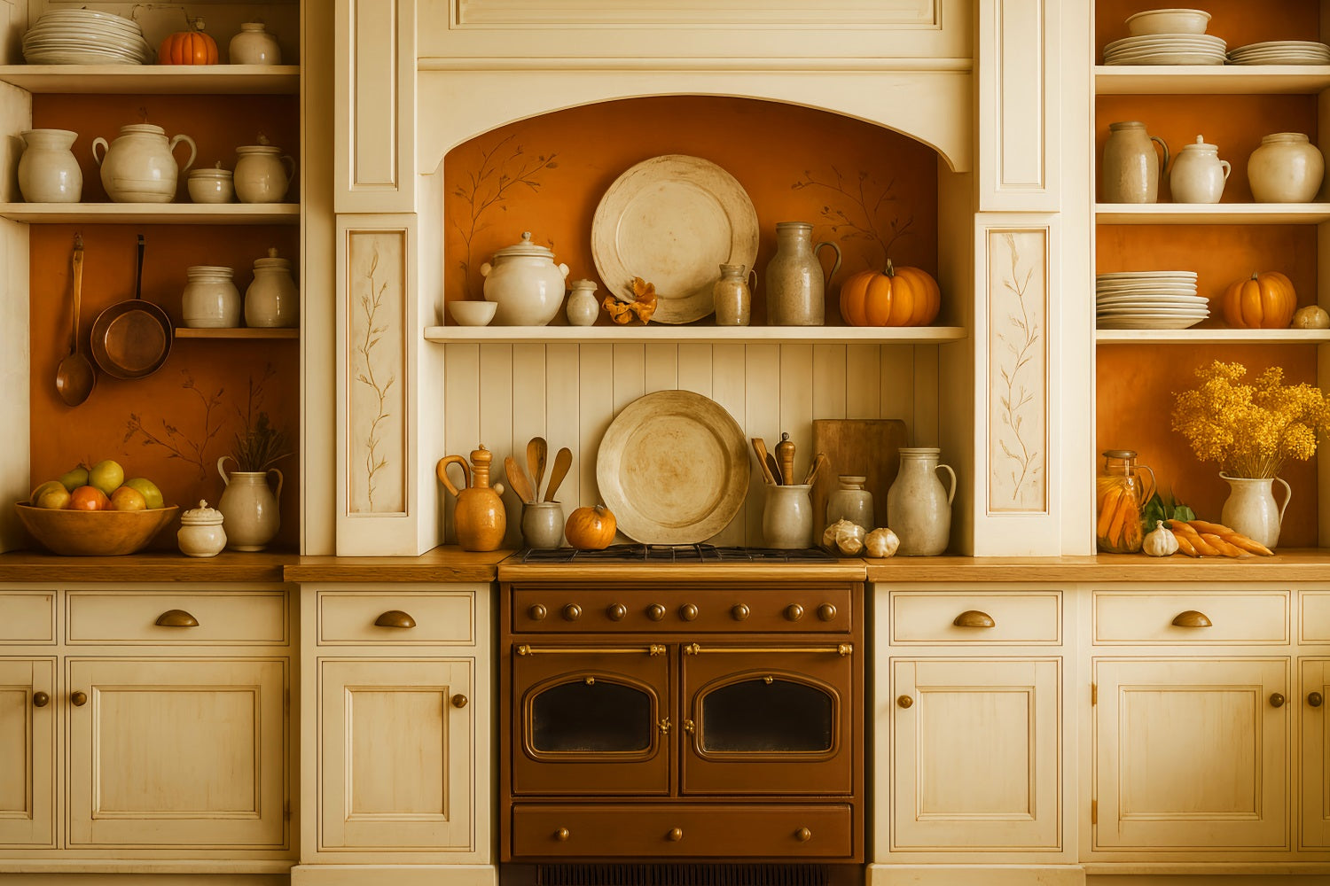 Küchenhintergrund Rustikale Herbsternte-Regale Herbstfoto-Fotohintergrund LXX59-273