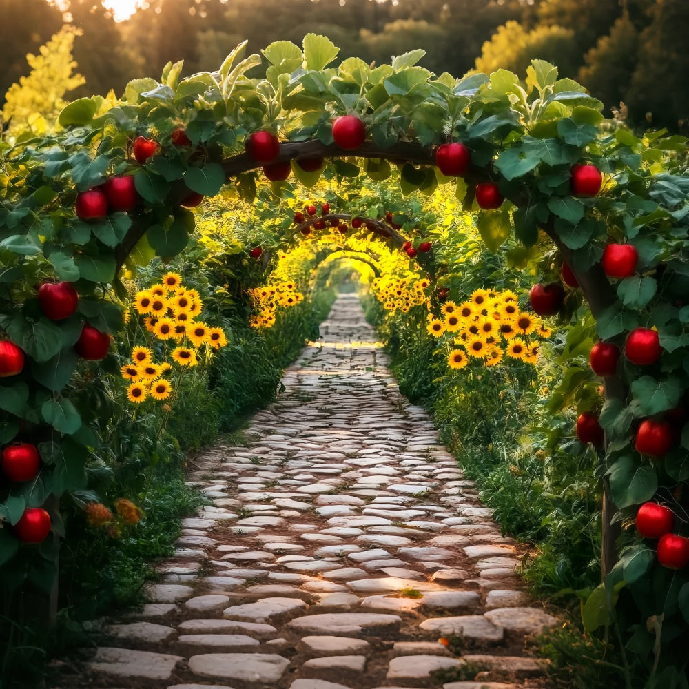 Sonnenblumen-Kulisse Apfelgarten Sonnenblumentunnel Herbst-Fotokulisse LXX59-285