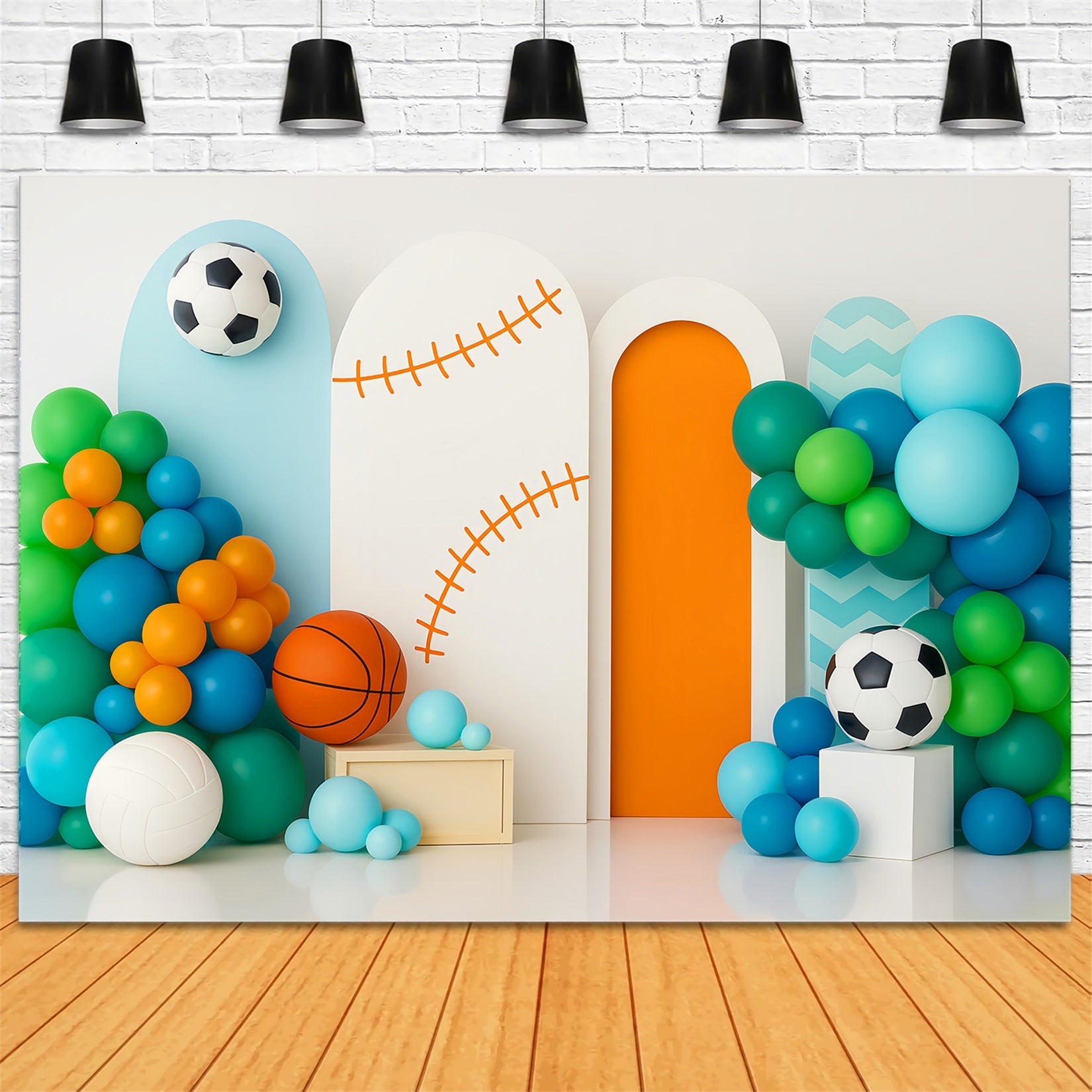 Sport-Fotohintergrund Bunte Ballons Sport-Mix Sport-Studiohintergründe für die Fotografie LXX59-302