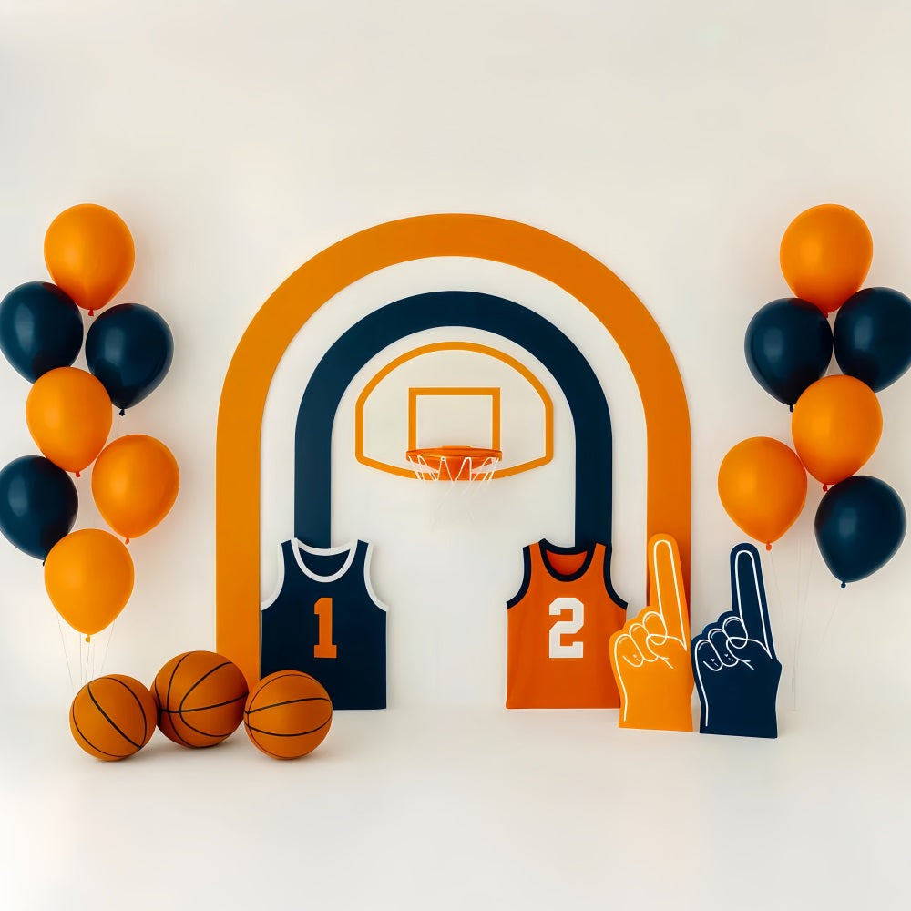 Sport-Fotohintergrund Orange-Blau Basketball-Display Basketball-Fotohintergrund LXX59-305
