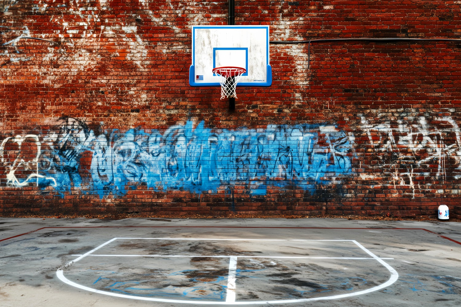 Sport-Fotohintergrund Backsteinmauer Graffiti Basketballkorb Sport-Studiohintergründe für Fotografie LXX59-344