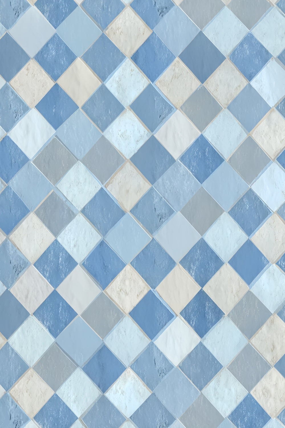 Porträt-Studio-Fotohintergrund Blaues Diamantfliesenmuster Familienporträt-Fotohintergrund LXX59-438