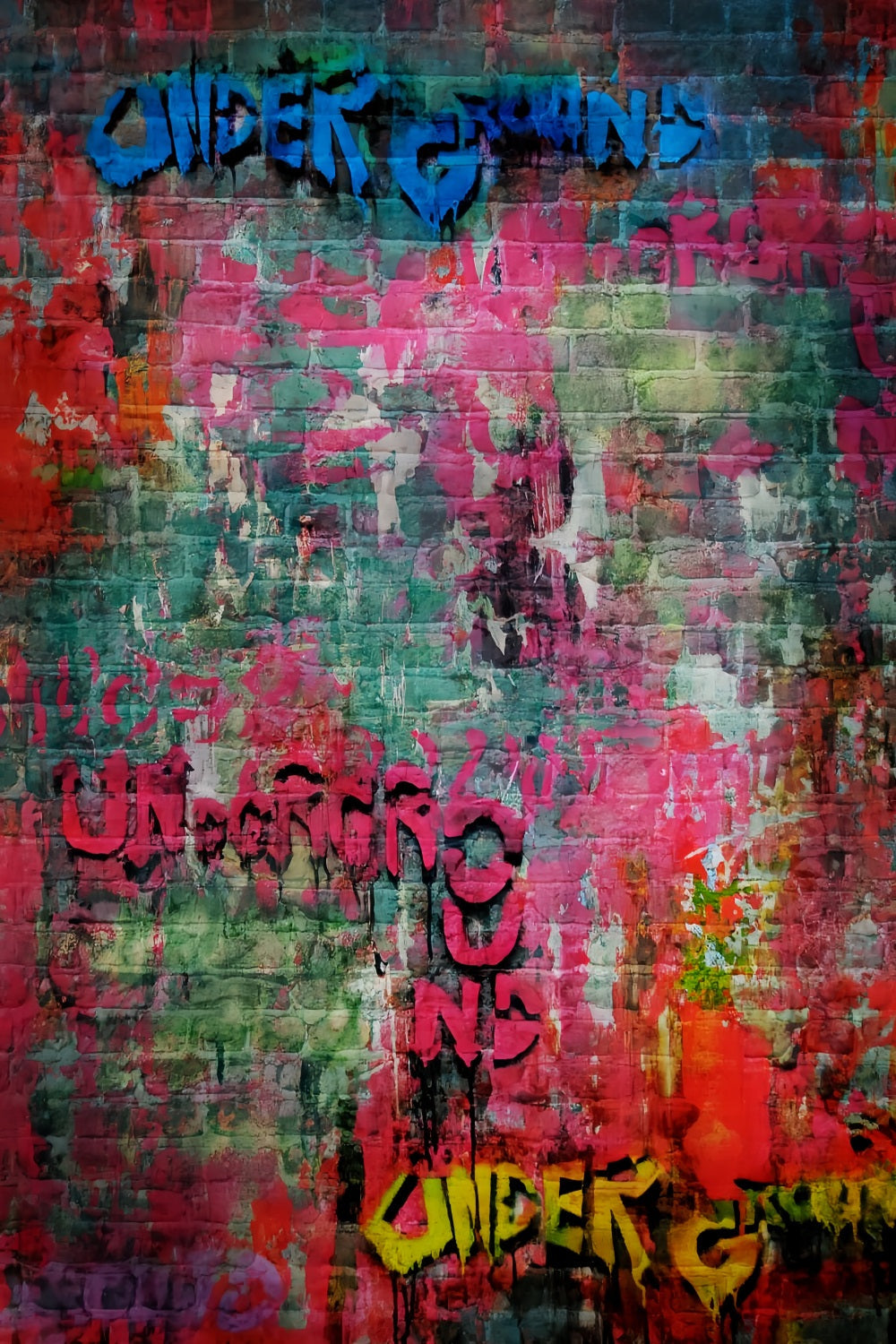 Beton-Fotohintergrund Bunte urbane Graffiti-Wand Schulporträt-Fotohintergrund LXX59-458