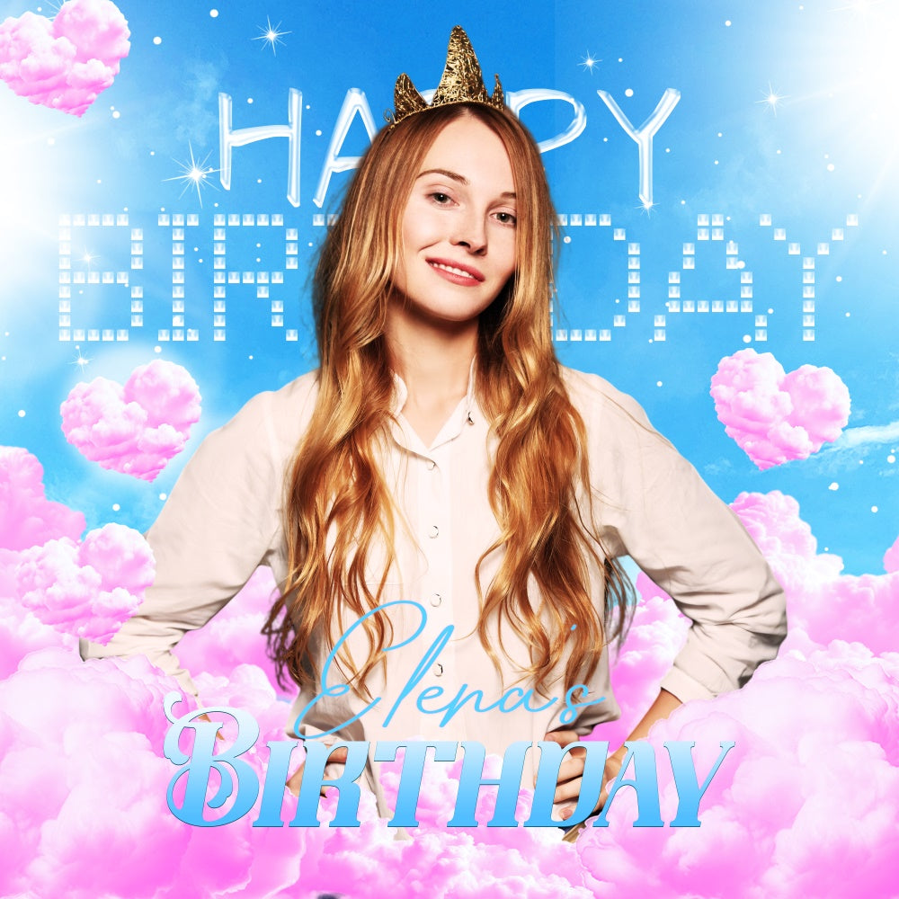 Personalisierte Backdrop für Geburtstag Wolke Herzen Sparkle Backdrop LXX6-100