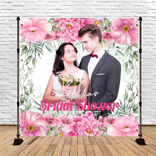 Hochzeitsparty Fotokulisse Floral Romantic Moment Personalisierte Kulisse LXX6-107