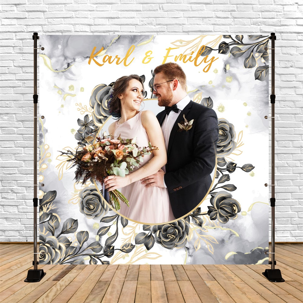 Personalisierter Hintergrund für die Hochzeit Schwarze Rose Eleganz Hintergrund LXX6-117
