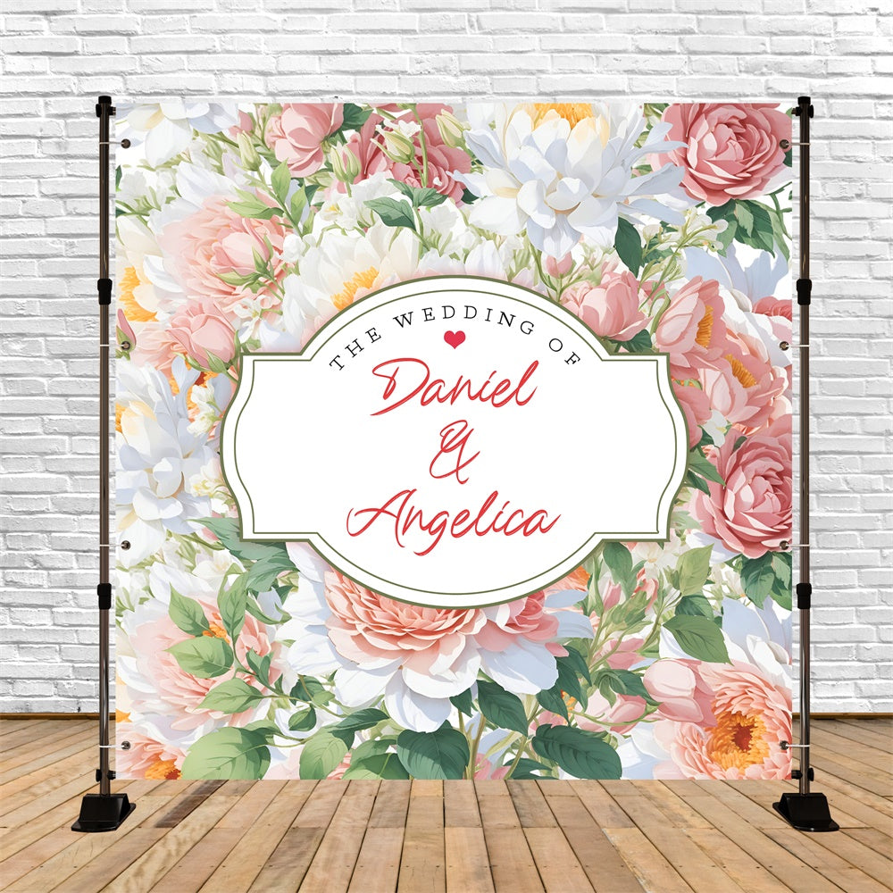 Personalisierter Hintergrund für die Hochzeit Lush Floral Harmony Hintergrund LXX6-145