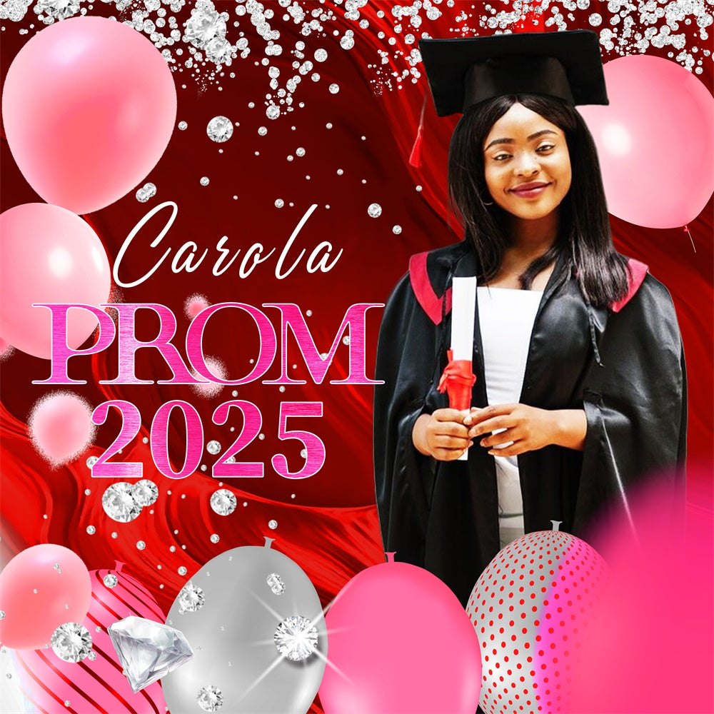 Hintergrund für Abschlussball Pink Sparkle Diamond Custom Party Graduation Backdrop LXX6-160