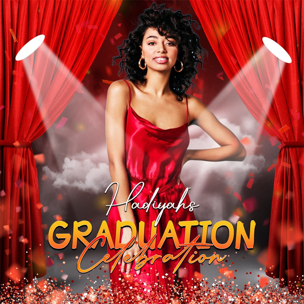 Graduated Backdrop Rot Vorhang Spotlight Custom Party Graduation Backdrop LXX6-165
