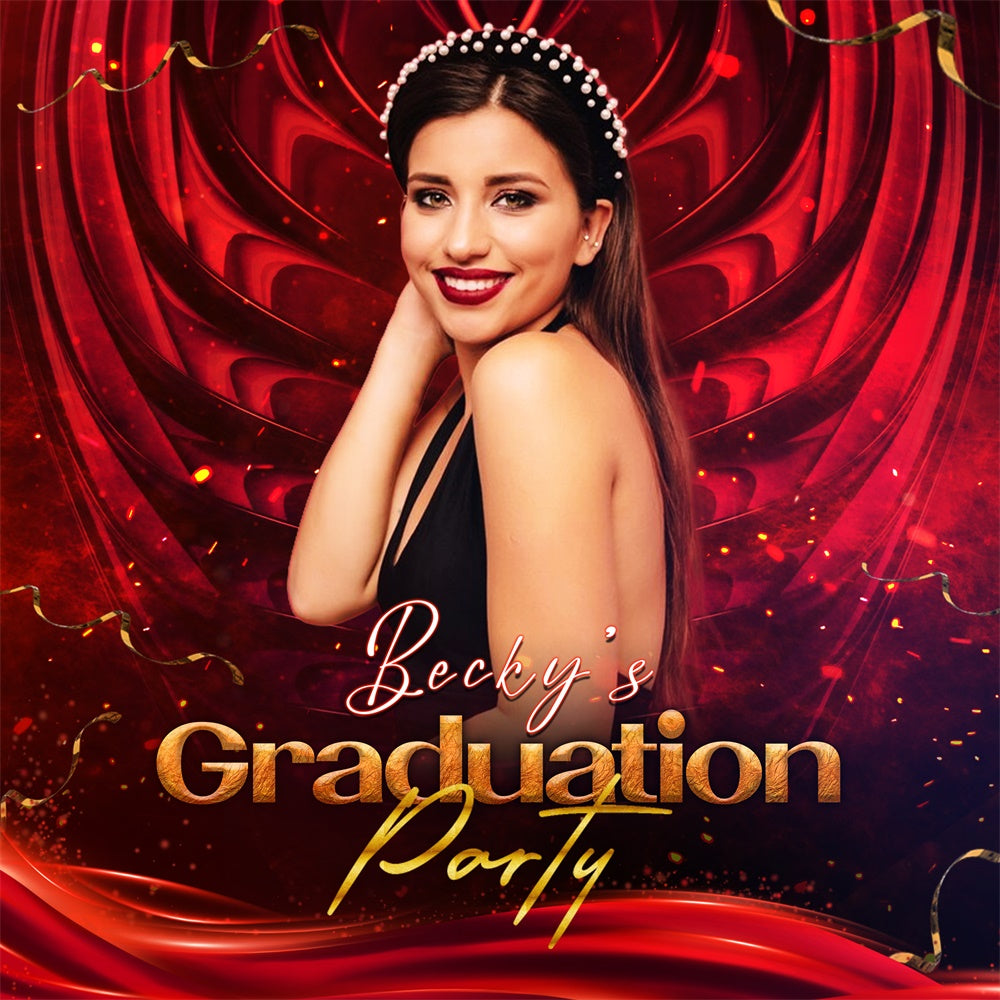 Personalisierte Graduation Backdrop Strahlend Rot Party Graduation Backdrop LXX6-167
