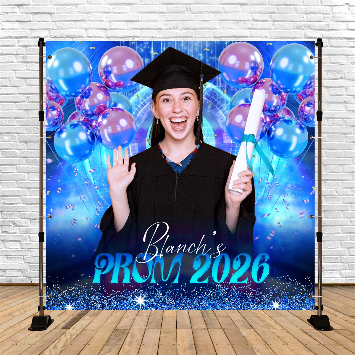 Backdrop für Abschlussball Electric Blue Balloon Custom Party Graduation Backdrop LXX6-200