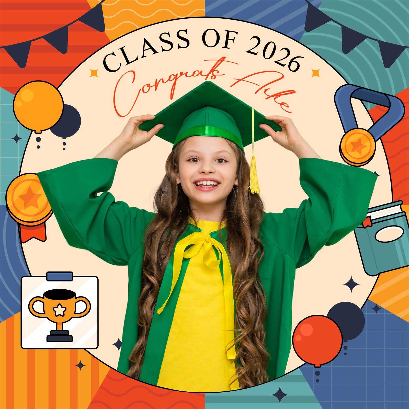 Preschool Graduation Backdrop Award Time Personalisierte Party Graduation Backdrop LXX6-209