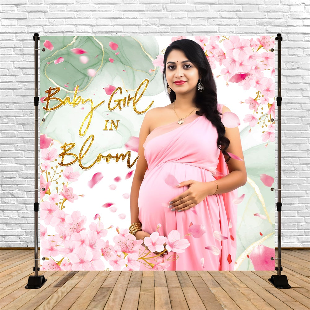 Baby Shower Backdrop Ideen Pinke Blütenblätter Frieden Personalisierte Backdrop LXX6-233