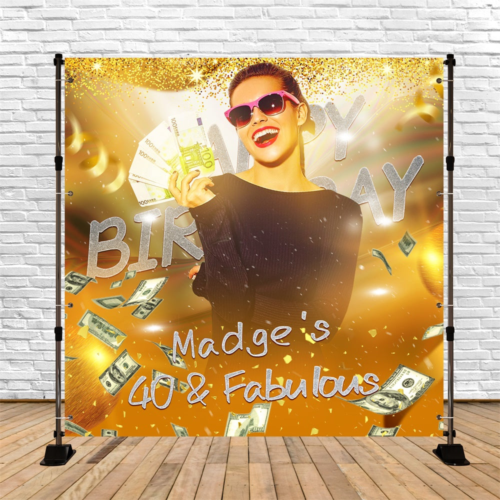 Individuelle Geburtstagskulisse Golden Fortune 40. Geburtstag Kulisse LXX6-62