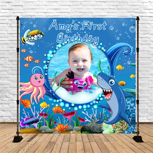 Erster Geburtstag Backdrop Sea Friends Delight Customized Backdrop LXX6-70