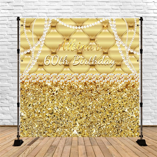 60. Geburtstag Backdrop Elegant Perlen Glitter Personalisierte Backdrop LXX6-82