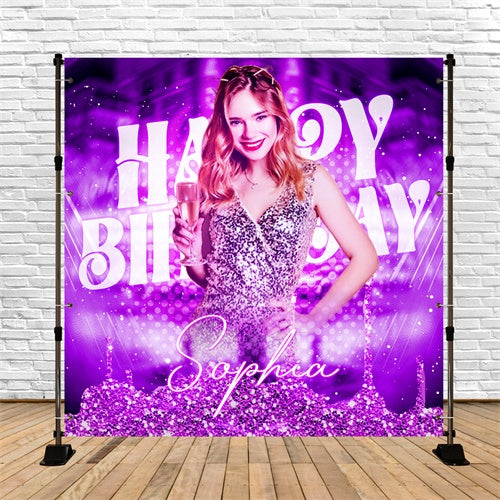 Geburtstag Party Backdrop Lila Sparkle Queen Custom Backdrop LXX6-86