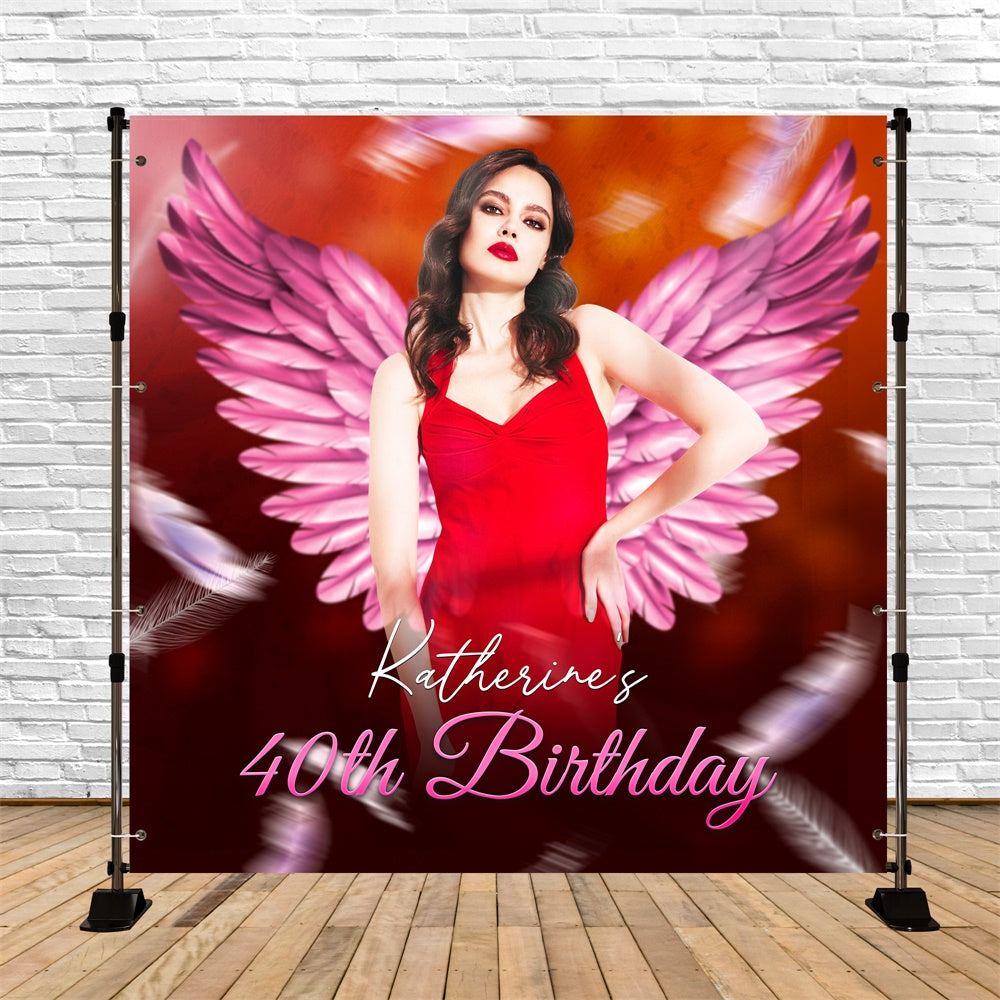 40. Geburtstag Backdrop Elegant Power Wings Individuelles Backdrop LXX6-93
