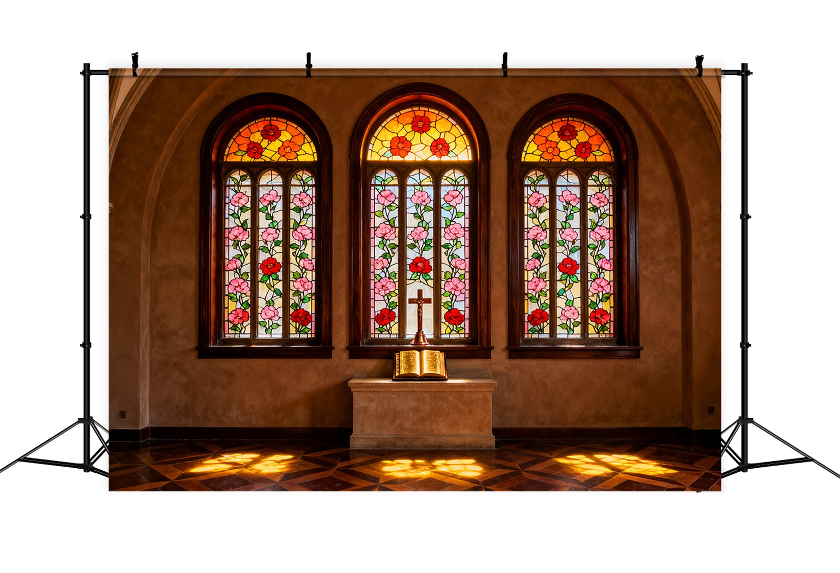 Er ist auferstanden Hintergrund Buntglas Kirchenaltar Oster-Fotografie-Hintergründe LXX61-102