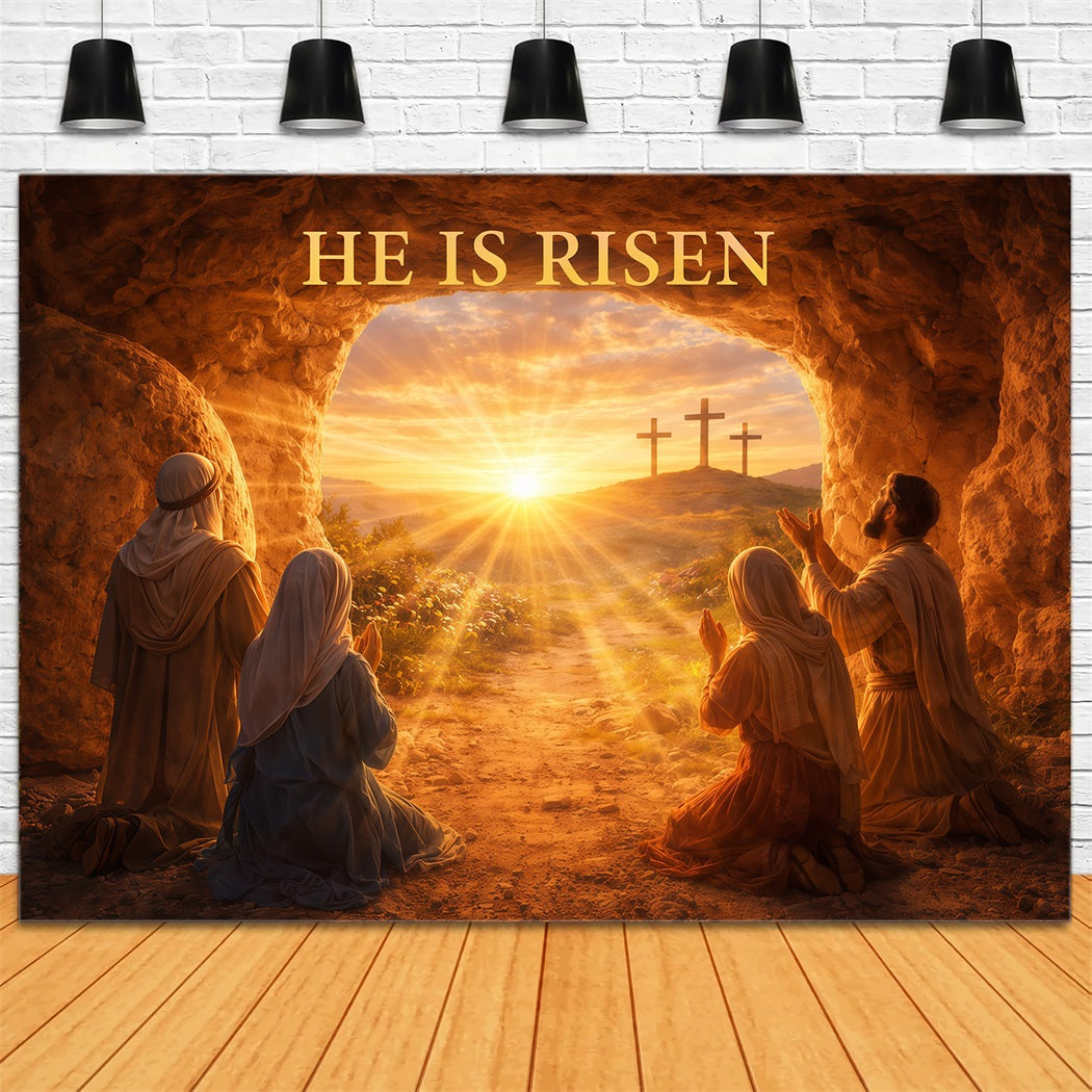 Er ist auferstanden Hintergrund Auferstehung Licht Kreuz Höhle Ostern Hintergrund Fotografie LXX61-129