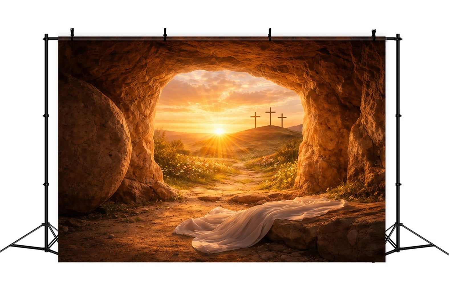 Ostern Grab Hintergrund Er ist auferstanden Heiliges Licht Kreuz Ostern Fotografie Hintergründe LXX61-131
