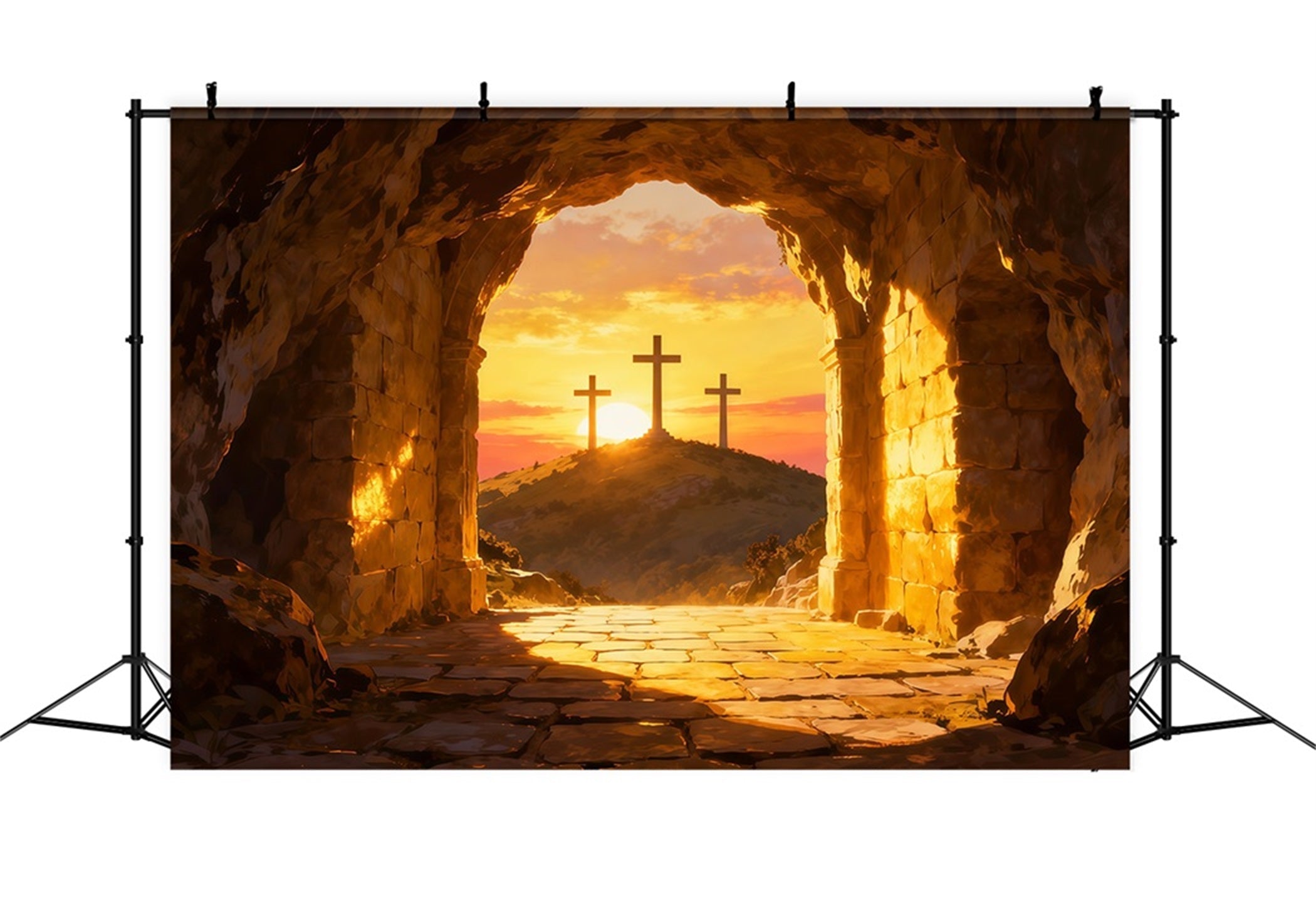 Religiöse Oster-Kulissen Er ist auferstanden Kreuz Hügel Oster-Fotokulissen-Ideen LXX61-133