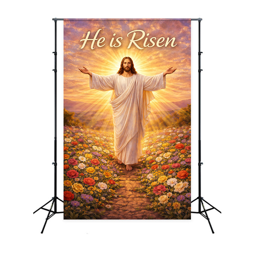 Er ist auferstanden Hintergrund Christus Heiliges Licht Blumen Ostern Hintergründe für Fotos LXX61-143
