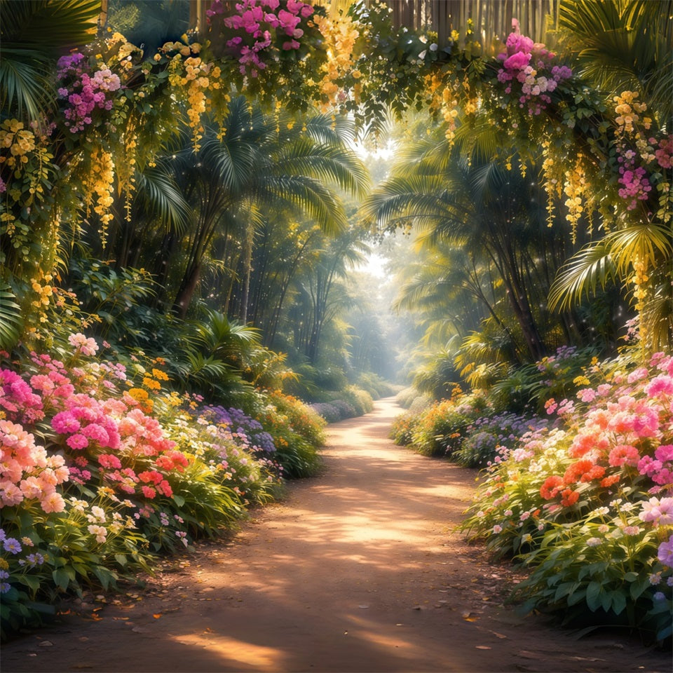 Gartenhintergrund Verzauberter Garten Blütenweg Frühlingsfotohintergrund LXX61-153