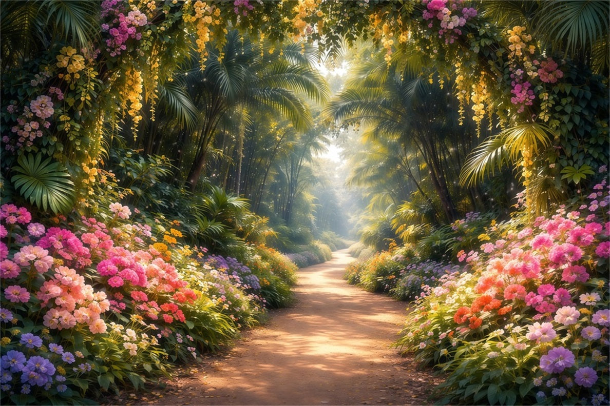 Gartenhintergrund Verzauberter Garten Blütenweg Frühlingsfotohintergrund LXX61-153