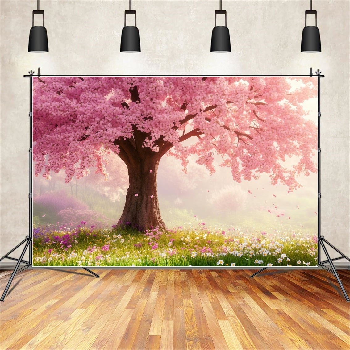 Kirschblüten-Hintergrund Rosa Blütenwiese Baum Blumen-Hintergrund LXX61-175