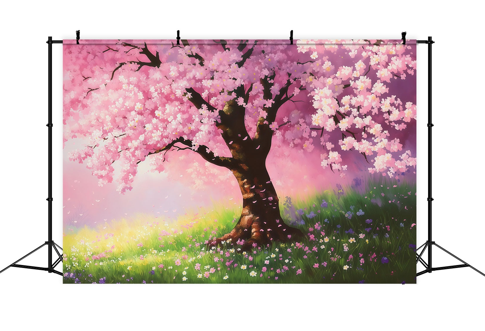 Kirschblüten-Hintergrund Verträumter gemalter Sakura-Feld-Blumenhintergrund LXX61-176