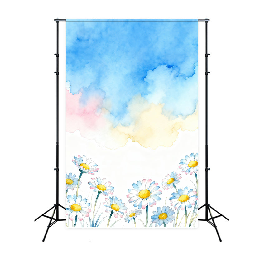 Gänseblümchen-Fotohintergrund Pastellwolken Kunstblumen Blumenfotografie-Hintergründe LXX61-208