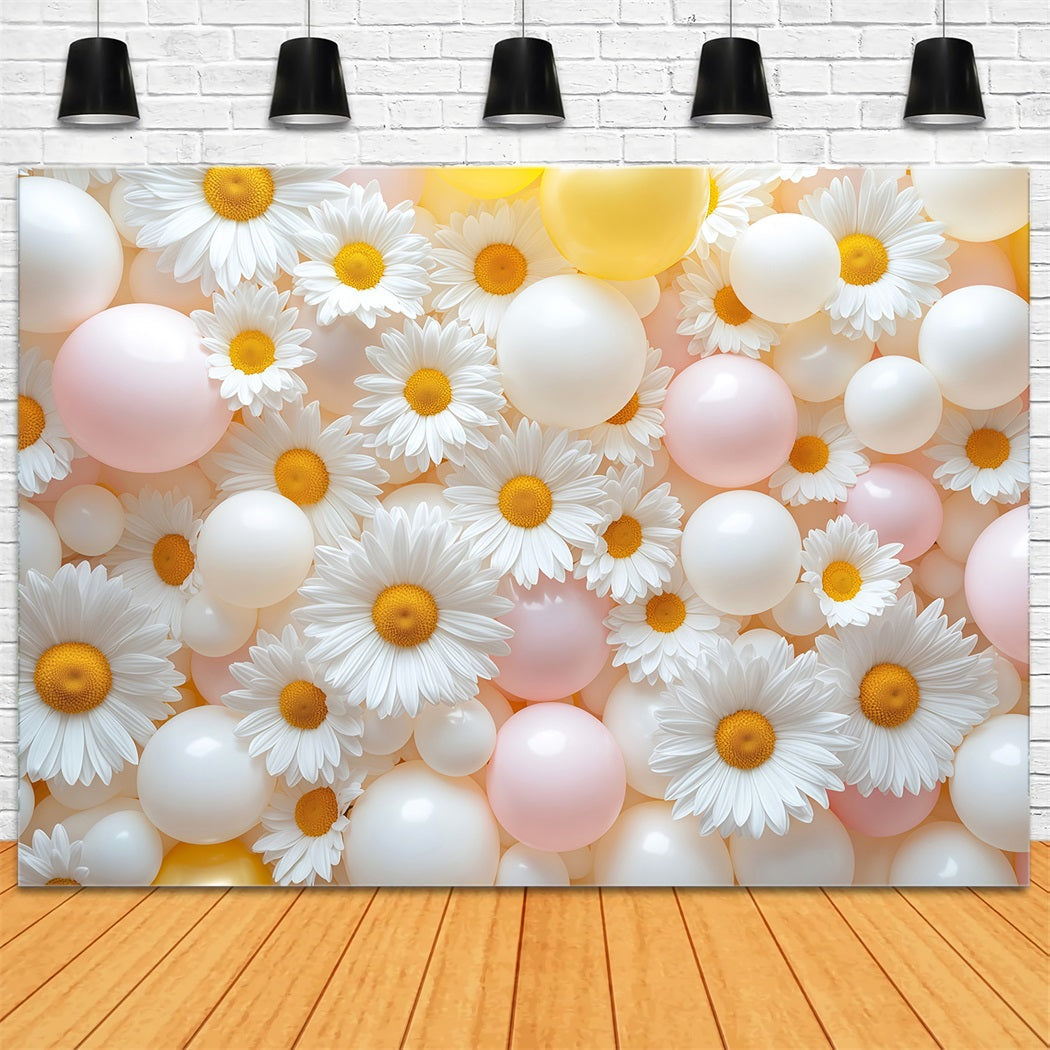 Gänseblümchen-Fotohintergrund Weiche Ballonblumenwand Blumenfotografie-Hintergründe LXX61-209