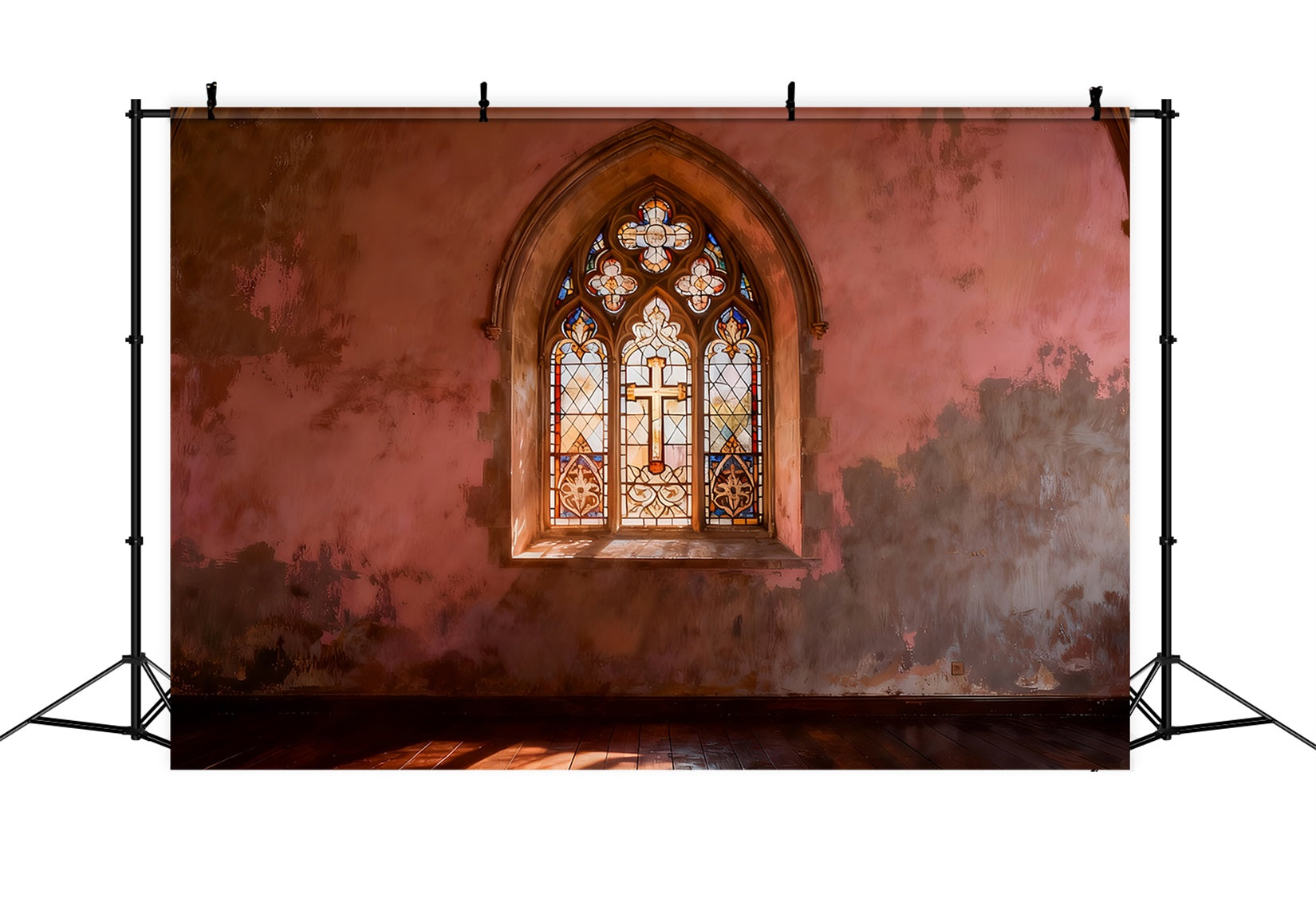 Kirche Oster-Fotohintergrundideen Kirche Buntglasfenster Kreuz 10x10 Oster-Hintergründe LXX61-41