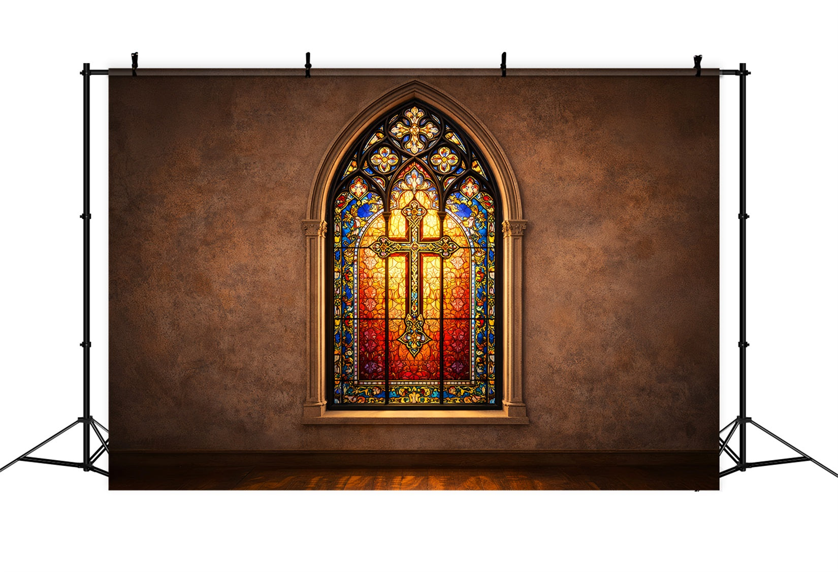 Ideen für Oster-Fotokulissen in Kirchen Kathedrale Buntglasfenster Kreuz 10x10 Oster-Kulissen LXX61-42