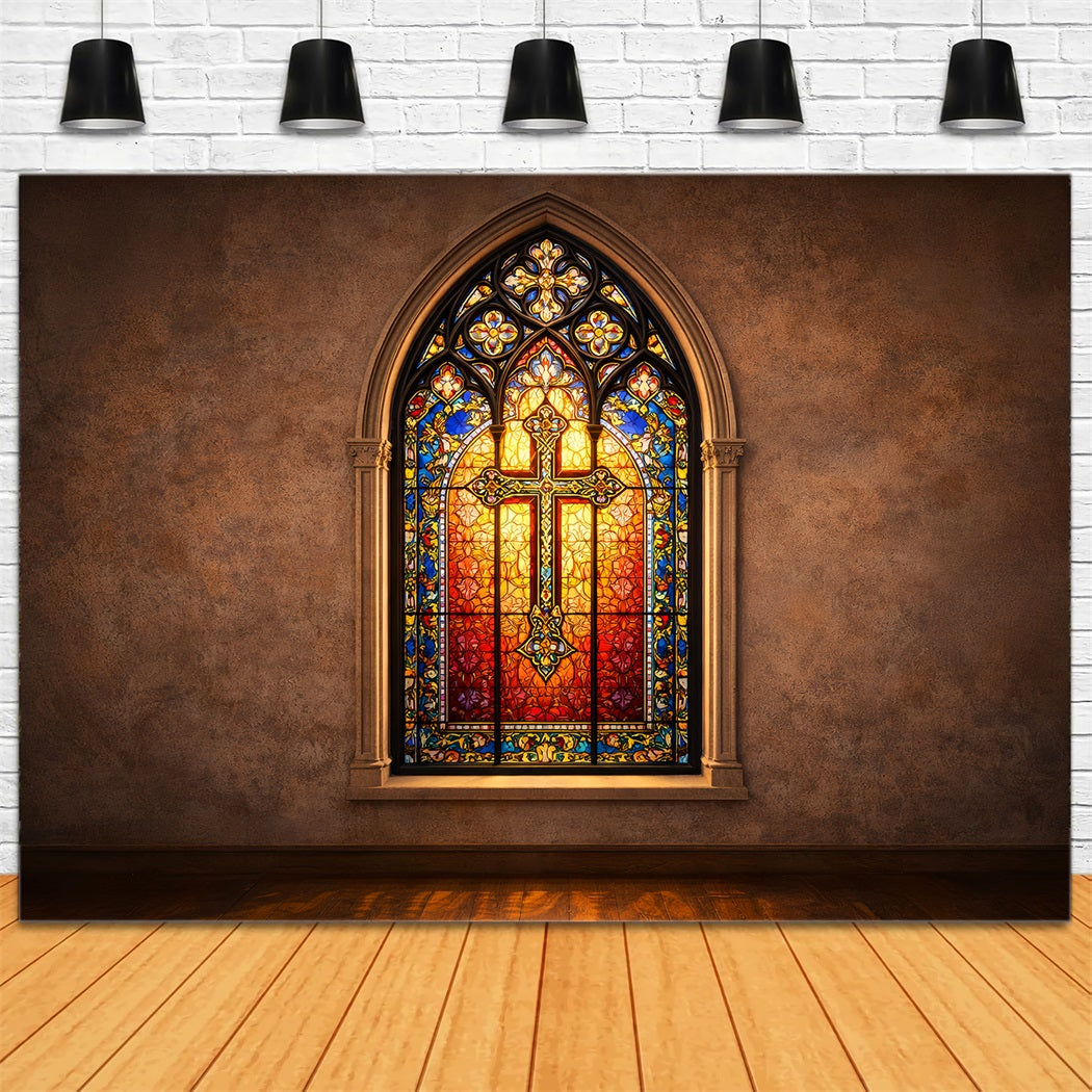 Ideen für Oster-Fotokulissen in Kirchen Kathedrale Buntglasfenster Kreuz 10x10 Oster-Kulissen LXX61-42