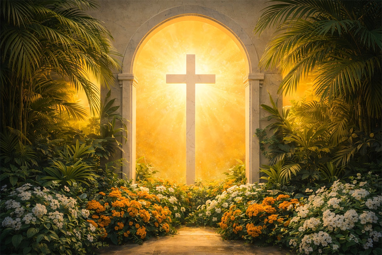 Ideen für Oster-Kirchenhintergründe Goldenes Kreuz Gartenlichtportal Osterhintergrund Fotos LXX61-53